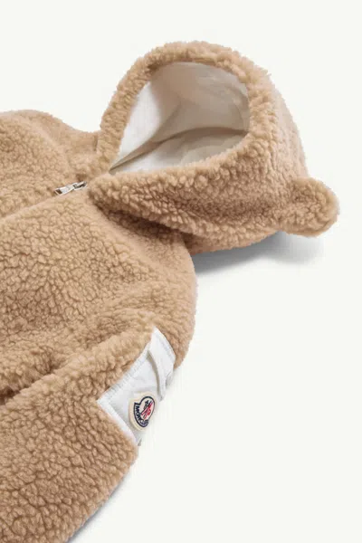 Moncler Teddy Hooded Baby Grow In Brown