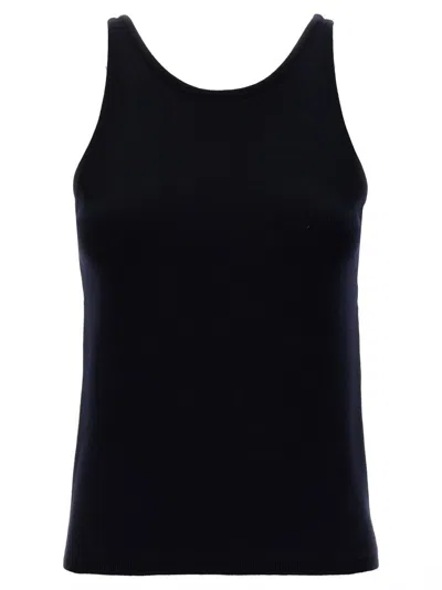 Max Mara Simple Round Neck Sleeveless Knit Top In Black