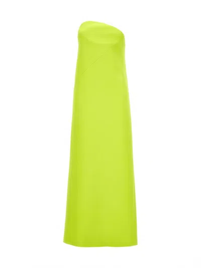 Sportmax Strapless Maxi Dress With Asymmetric Neckline And Front Slit