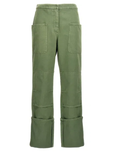 Max Mara Trousers Wide Leg Elastic Waistband In Green