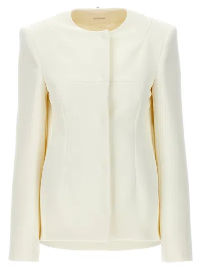 Sportmax Fitted Silhouette Single-breasted Jacket In White