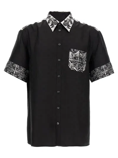 Dolce & Gabbana Majolica-print Hawaii Silk Jacquard Shirt In Black