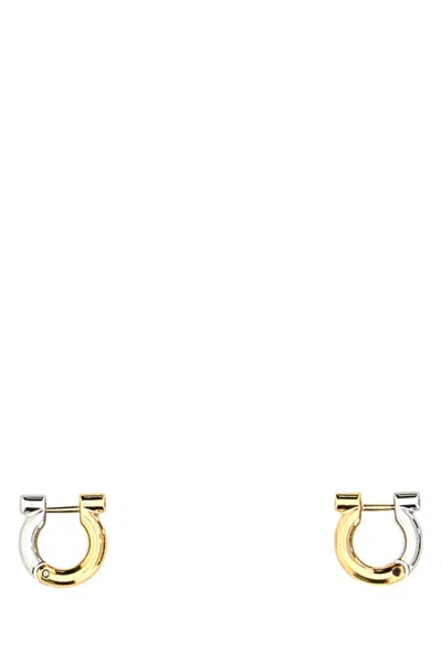 Ferragamo Two-tone Design Metal Hoop Earrings