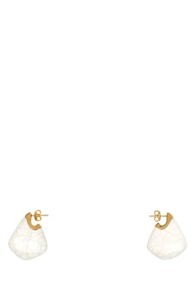 Bottega Veneta Ceramic And Silver Small Finn Earrings In White