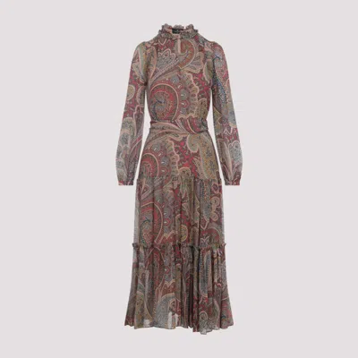 Etro Paisley Print Silk Blend Midi Dress