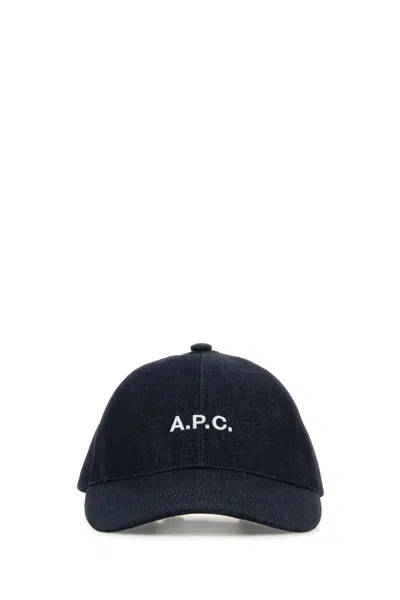 Apc A.p.c. Black Stretch Cotton Charlie Baseball Cap In Blue