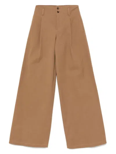 Chloé High-rise And Wide-leg Cotton Canvas Trousers Clothing