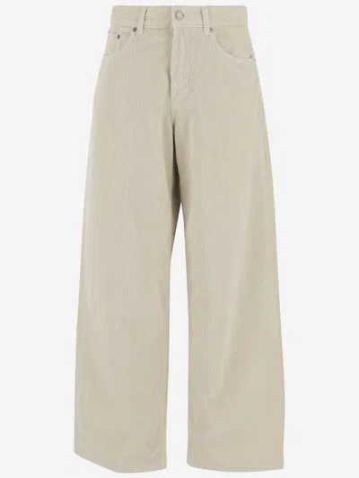 Haikure Oversized Velvet Trousers Belt Loops In Brown