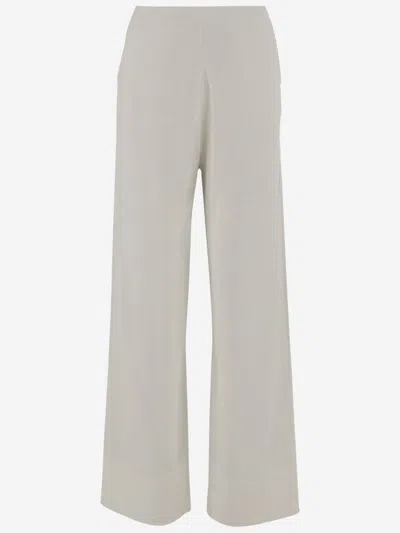 Allude White Cotton Blend Pants In Neutral