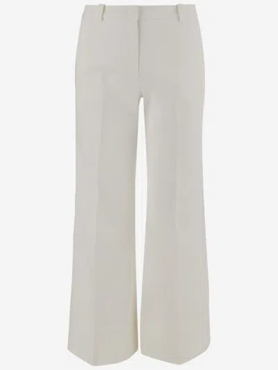 Ql2 White Stretch Cotton Pants In Neutral