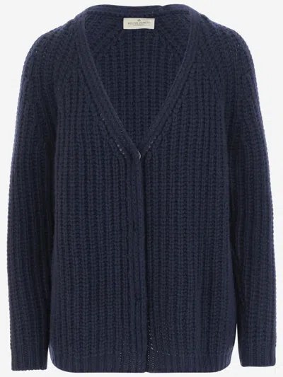 Bruno Manetti V-neck Cashmere Cardigan In Blue