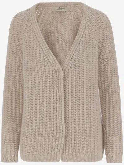 Bruno Manetti Long-sleeved Knitted Cardigan In Neutral