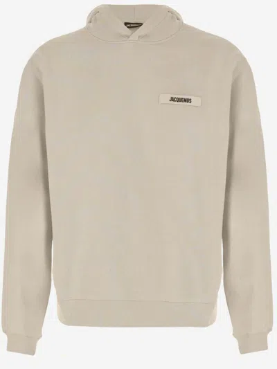 Jacquemus Ribbed Hooded Sweater Featuring Gros Grain In Gray