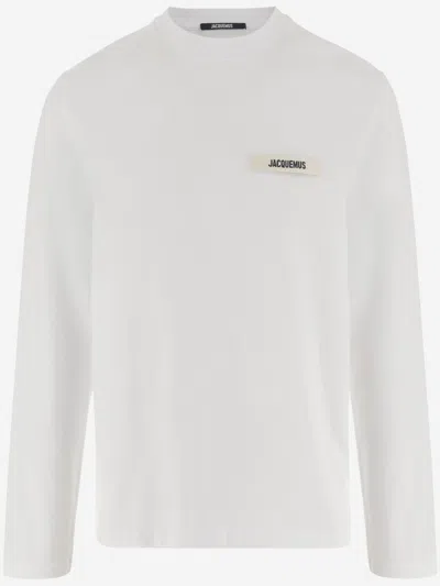 Jacquemus Le Tshirt Gros Grain Cotton Ls  T-shirt In White