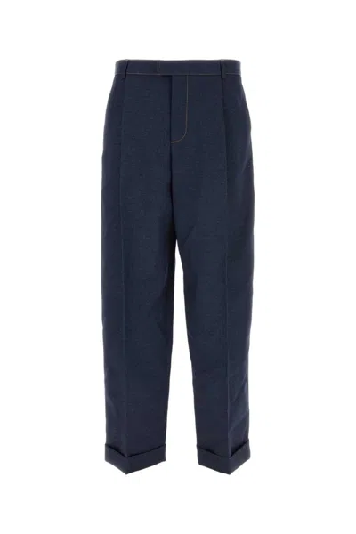 Bottega Veneta Tailored Long Trousers With Side Pockets And Zip Fastening In Blue