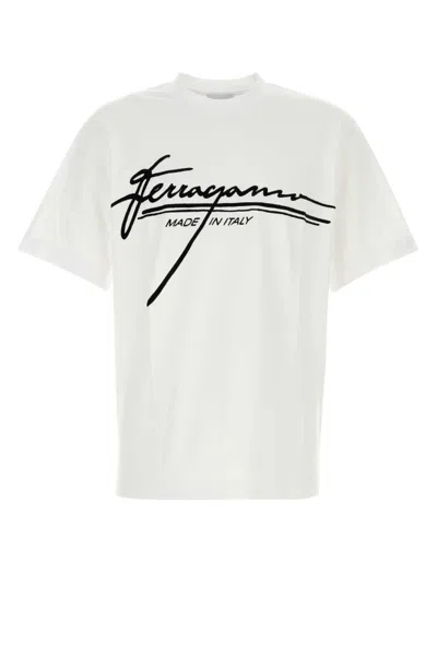 Ferragamo Signature Velvet Logo T-shirt In White