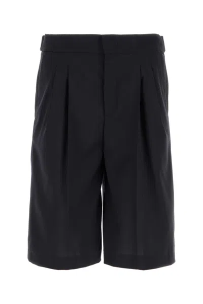 Pt Torino Midnight Blue Stretch Polyester Blend Bermuda Shorts In Black