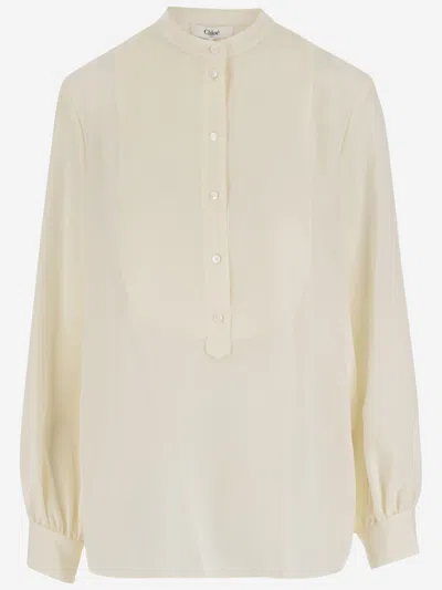 Chloé Silk Shirt With Mandarin Collar