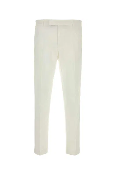 Pt Torino White Stretch-design Tapered Trousers In White