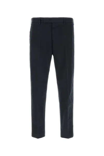 Pt Torino Cotton Trousers With Back Pockets And Belt Loops In Blue