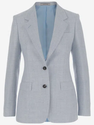 Tagliatore Linen Blend Single-breasted Jacket In Blue