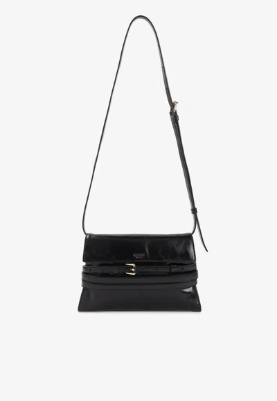 Moschino Structured Leather Shoulder Bag With Adjustable Strap