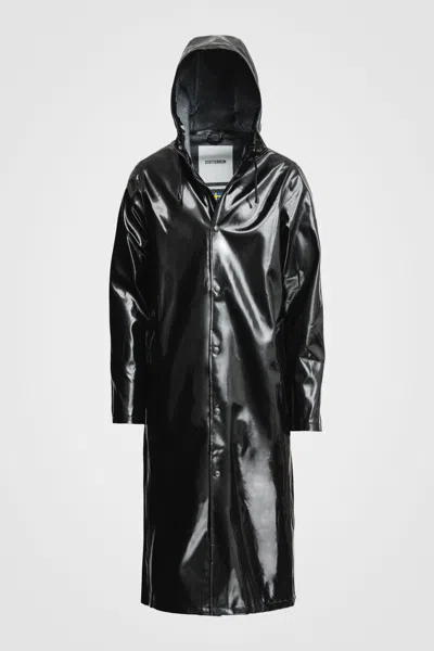 Stutterheim Stockholm Long Opal Raincoat In Black