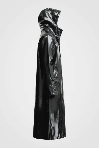 Stutterheim Stockholm Long Opal Raincoat In Black