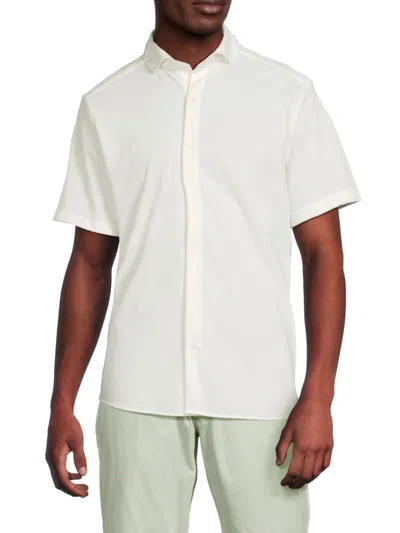 Luchiano Visconti Men's Melange Knit Short-sleeve Shirt In Neutral