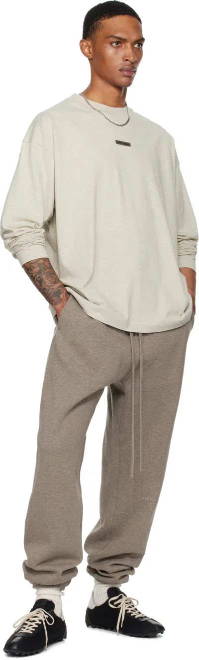 Essentials Beige Classic Fit Long Sleeve T-shirt