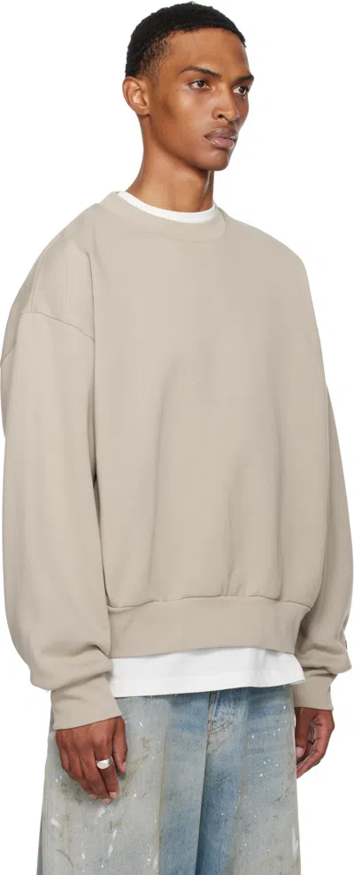 Essentials Taupe Classic Fit Fleece Crewneck Sweatshirt In Neutral