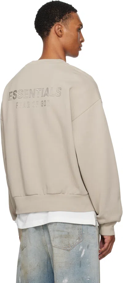Essentials Taupe Classic Fit Fleece Crewneck Sweatshirt In Neutral