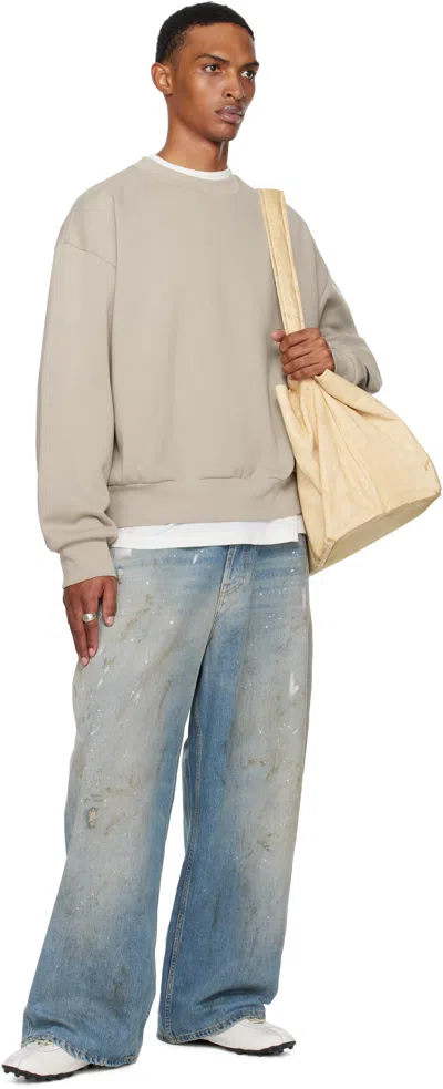Essentials Taupe Classic Fit Fleece Crewneck Sweatshirt In Neutral