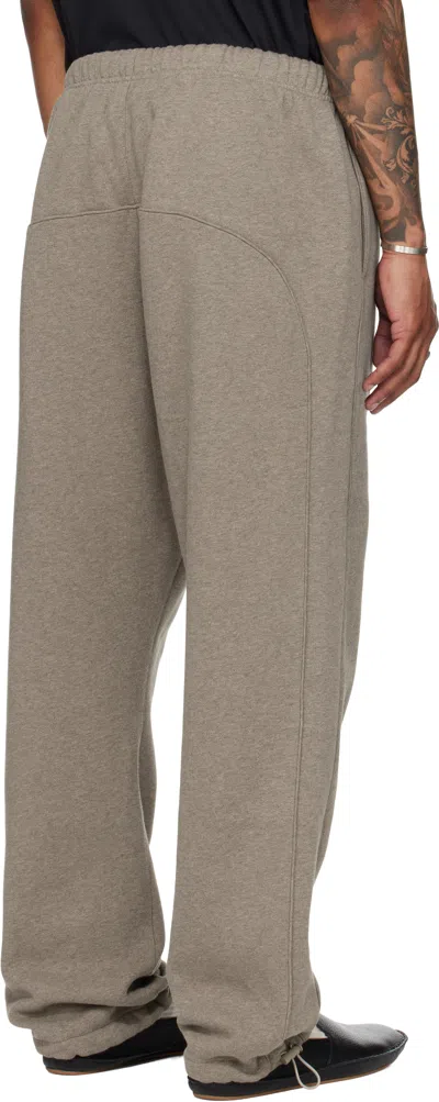 Essentials Brown Relaxed Fleece Piping Sweatpants In Gray