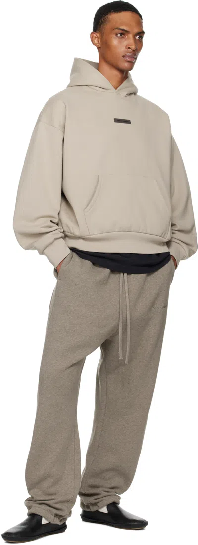 Essentials Brown Relaxed Fleece Piping Sweatpants In Gray