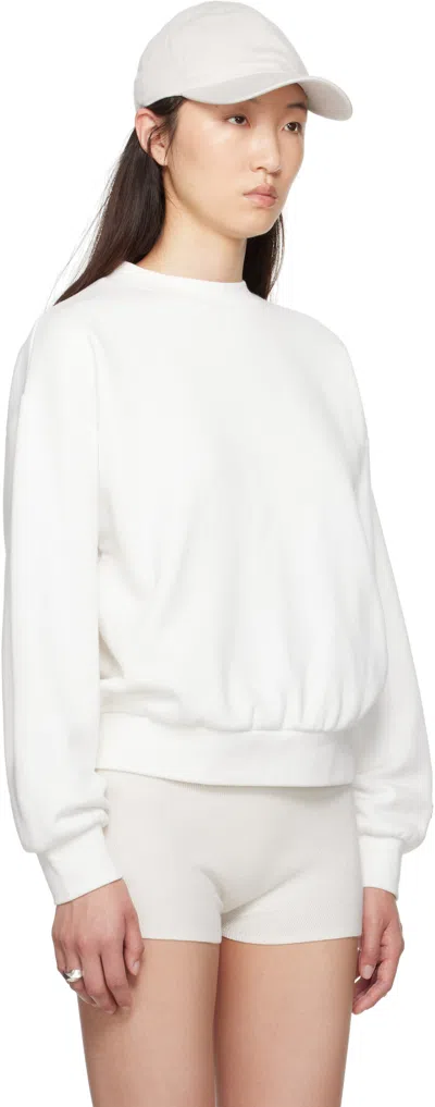 Essentials White Classic Fit Crewneck Sweatshirt