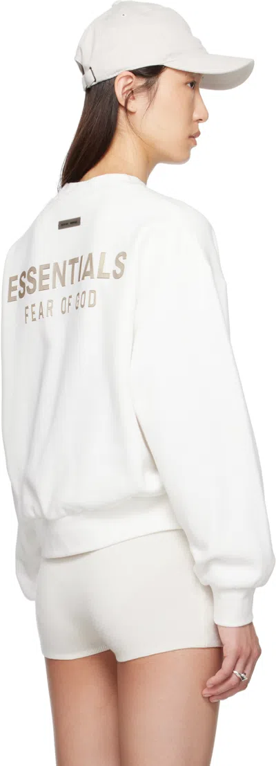 Essentials White Classic Fit Crewneck Sweatshirt