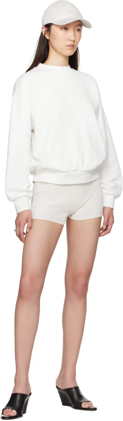 Essentials White Classic Fit Crewneck Sweatshirt