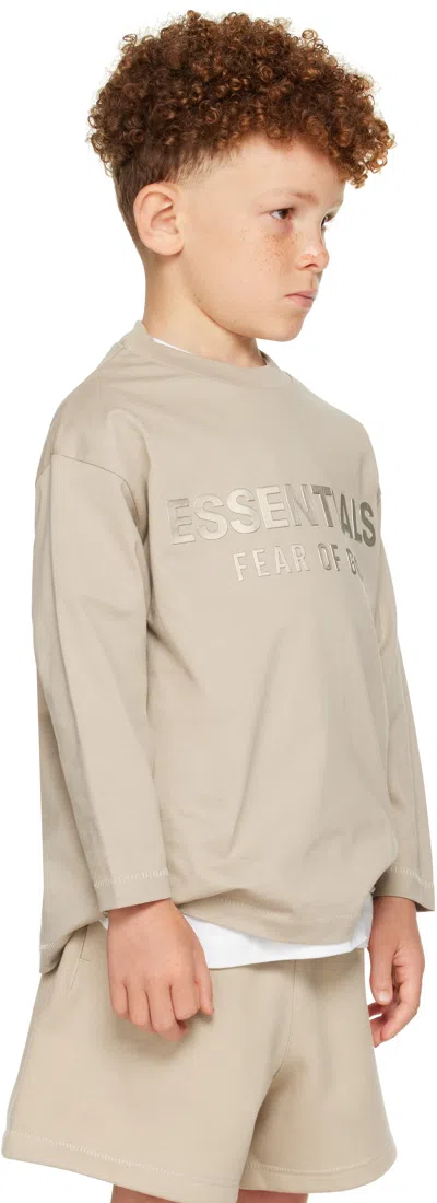 Essentials Kids Taupe Classic Long Sleeve T-shirt In Neutral