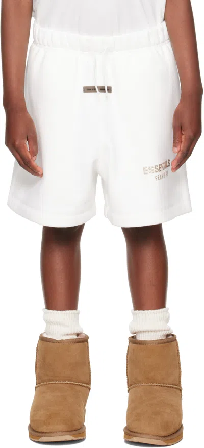 Essentials Kids White Fleece Soccer Shorts In Multi