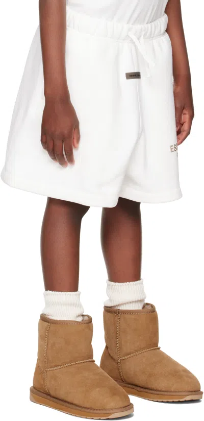 Essentials Kids White Fleece Soccer Shorts In Multi