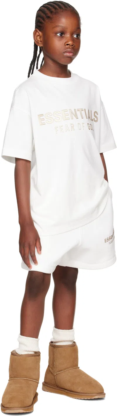 Essentials Kids White Fleece Soccer Shorts In Multi