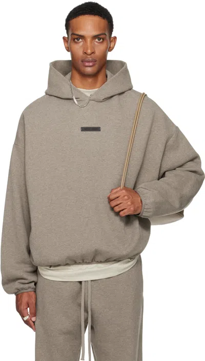 Essentials Brown Classic Fit Fleece Hoodie