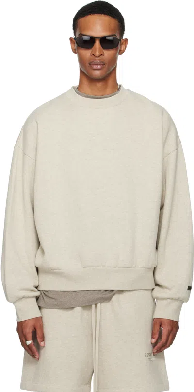 Essentials Beige Classic Fit Fleece Crewneck Sweatshirt In Neutral