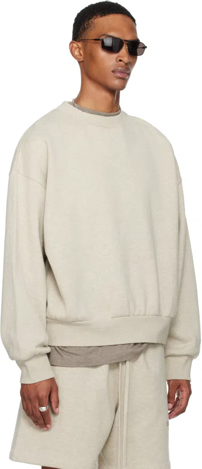 Essentials Beige Classic Fit Fleece Crewneck Sweatshirt In Neutral