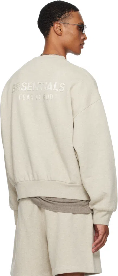 Essentials Beige Classic Fit Fleece Crewneck Sweatshirt In Neutral