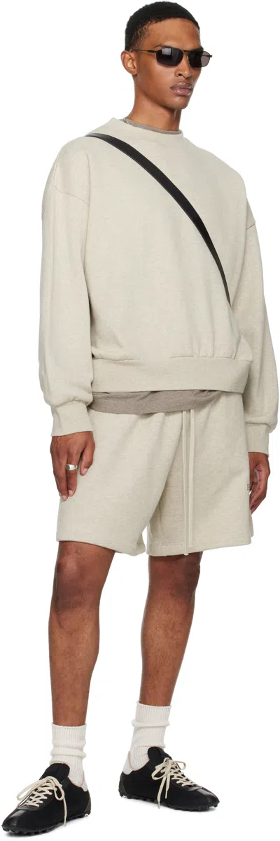 Essentials Beige Classic Fit Fleece Crewneck Sweatshirt In Neutral