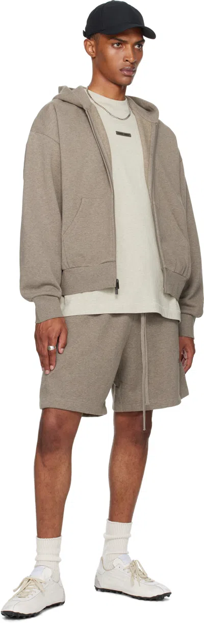 Essentials Brown Classic Fit Fleece Zip-up Hoodie