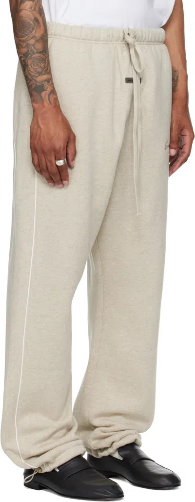 Essentials Beige Relaxed Fleece Piping Sweatpants