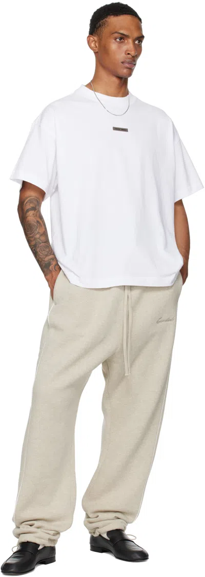 Essentials Beige Relaxed Fleece Piping Sweatpants